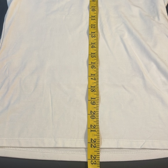 Tahari white T, V neck, with lace, sheer short sleeves, XS - Picture 7 of 12